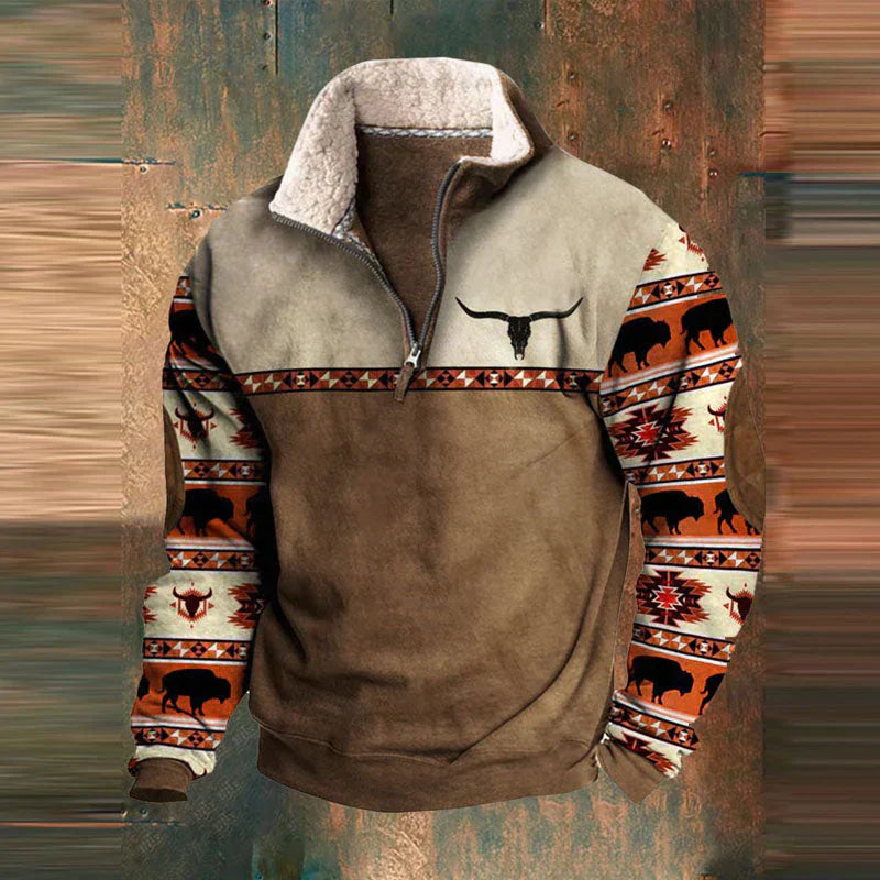 Pieter | Herren Strickpullover mit Stehkragen und Kängurutasche