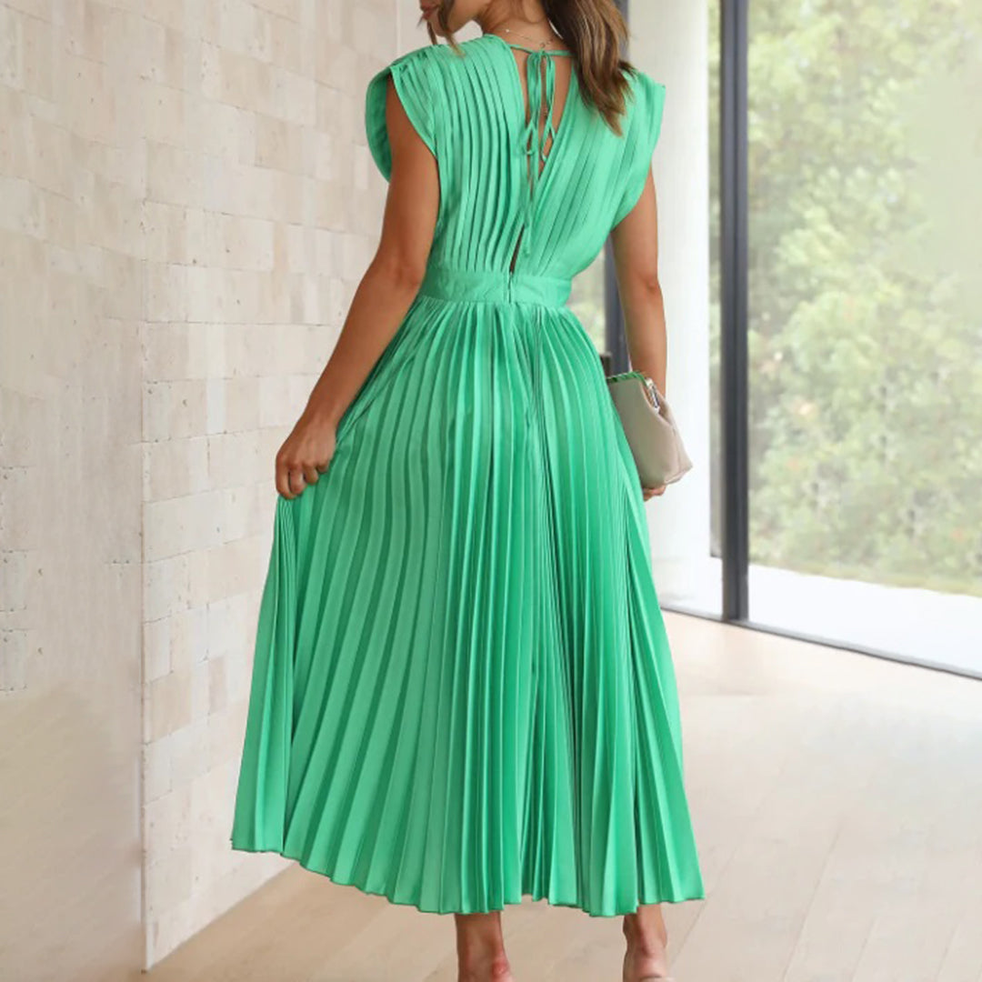 Malou | Plissiertes Midikleid mit V-Ausschnitt für Damen