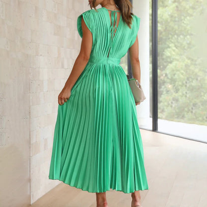 Malou | Plissiertes Midikleid mit V-Ausschnitt für Damen