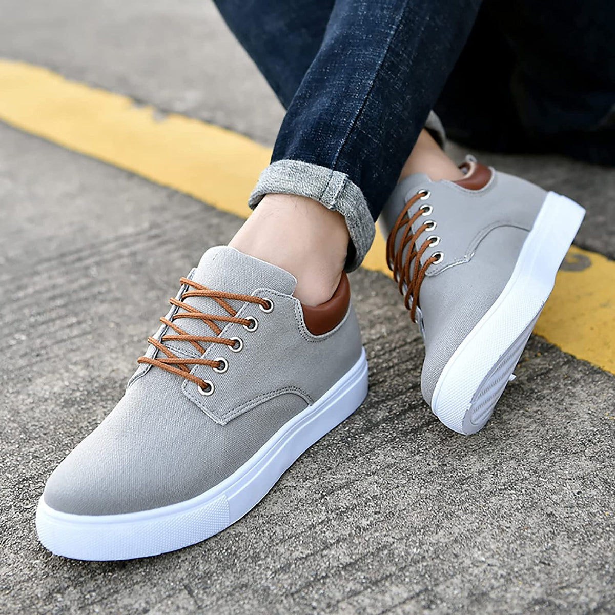 Lars Robuste Herren Sneakers mit weißer Sohle