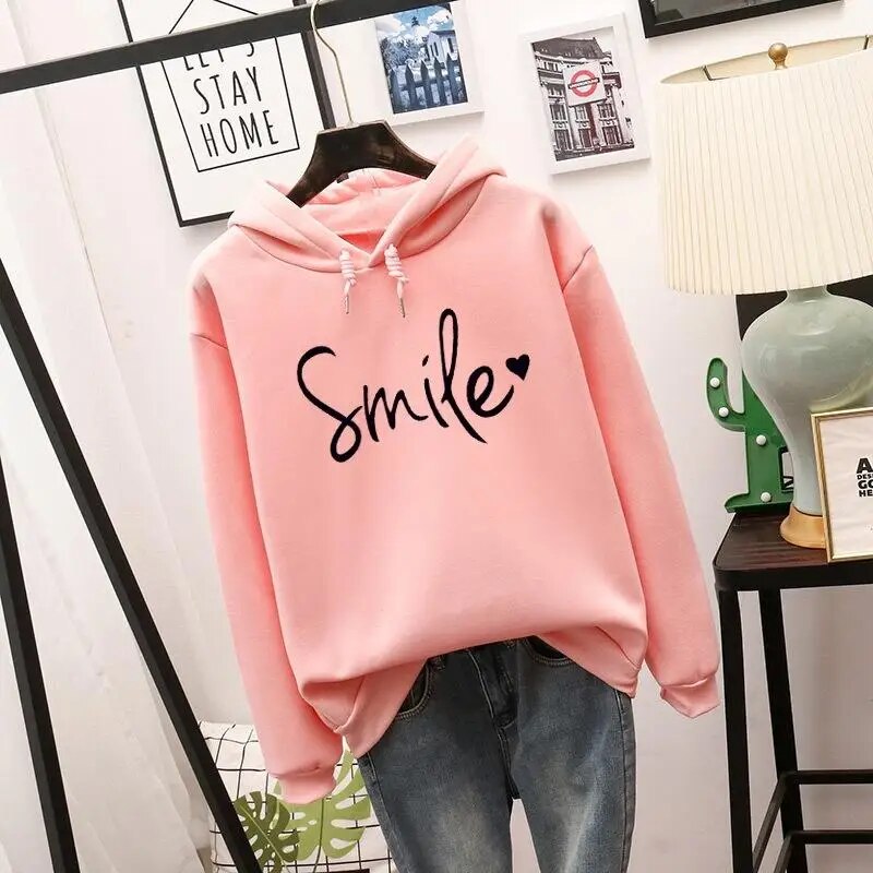 Amber | Oversize Kapuzenpullover mit Smiley-Print für Damen