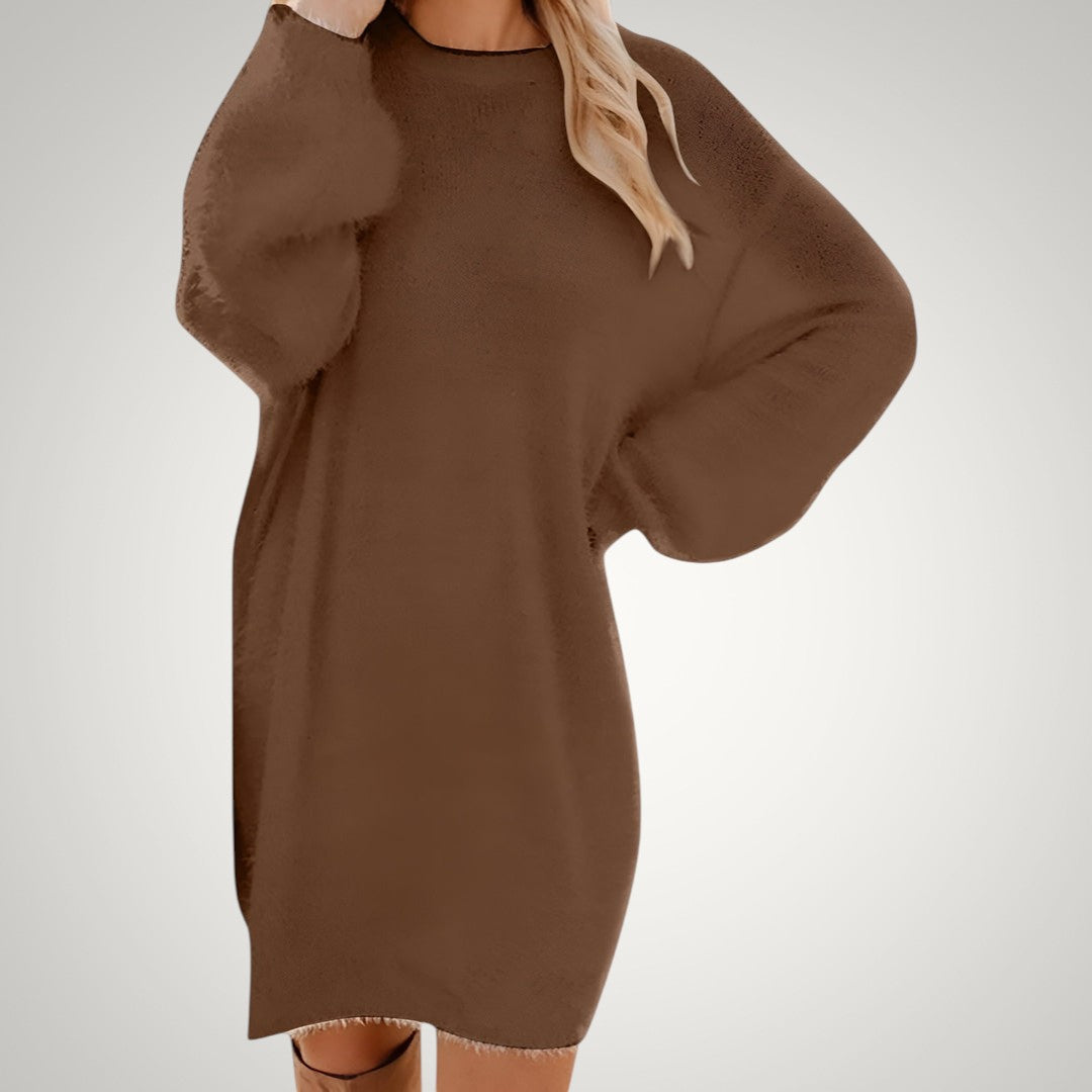 Ines | Damen Oversized Strickkleid Langarm Minilänge