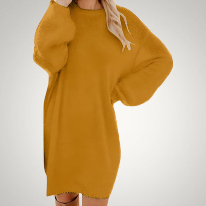 Ines | Damen Oversized Strickkleid Langarm Minilänge