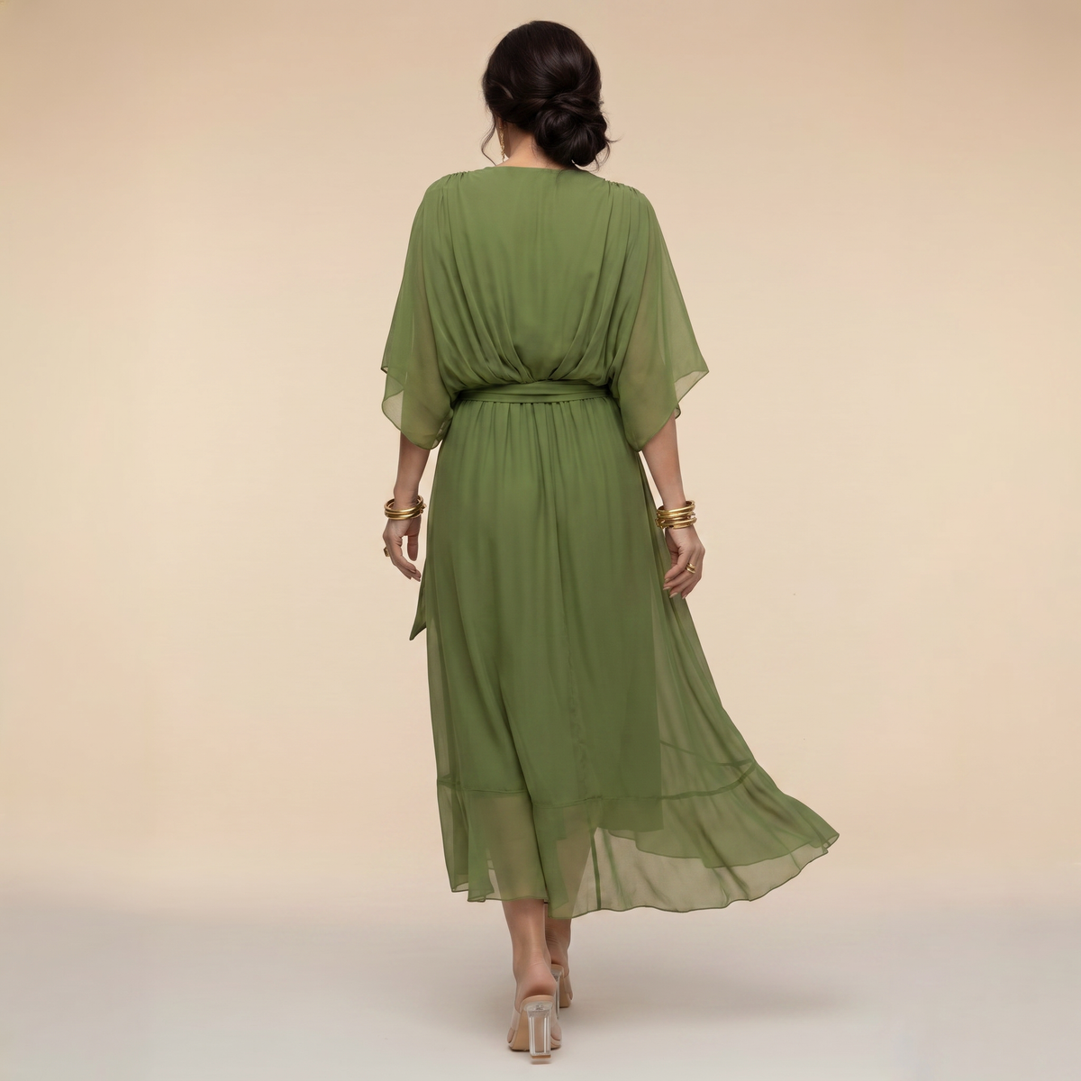 Marit | Elegantes Wickelkleid Midi mit V-Ausschnitt Damen