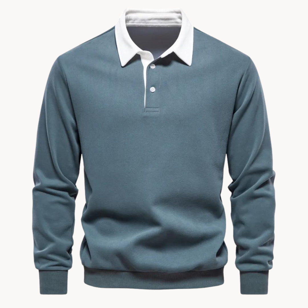 Simon | Herren Polokragen Sweatshirt mit Knopfleiste