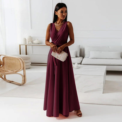 Thea | Ärmelloses Wickelkleid mit V-Ausschnitt für Damen