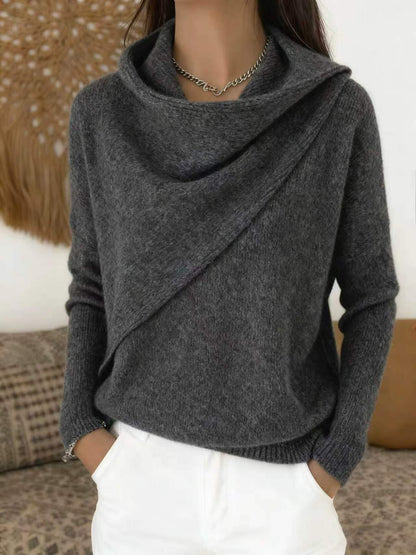 Waldtraut | Asymmetrischer Wickel-Pullover mit Schalkragen für Damen