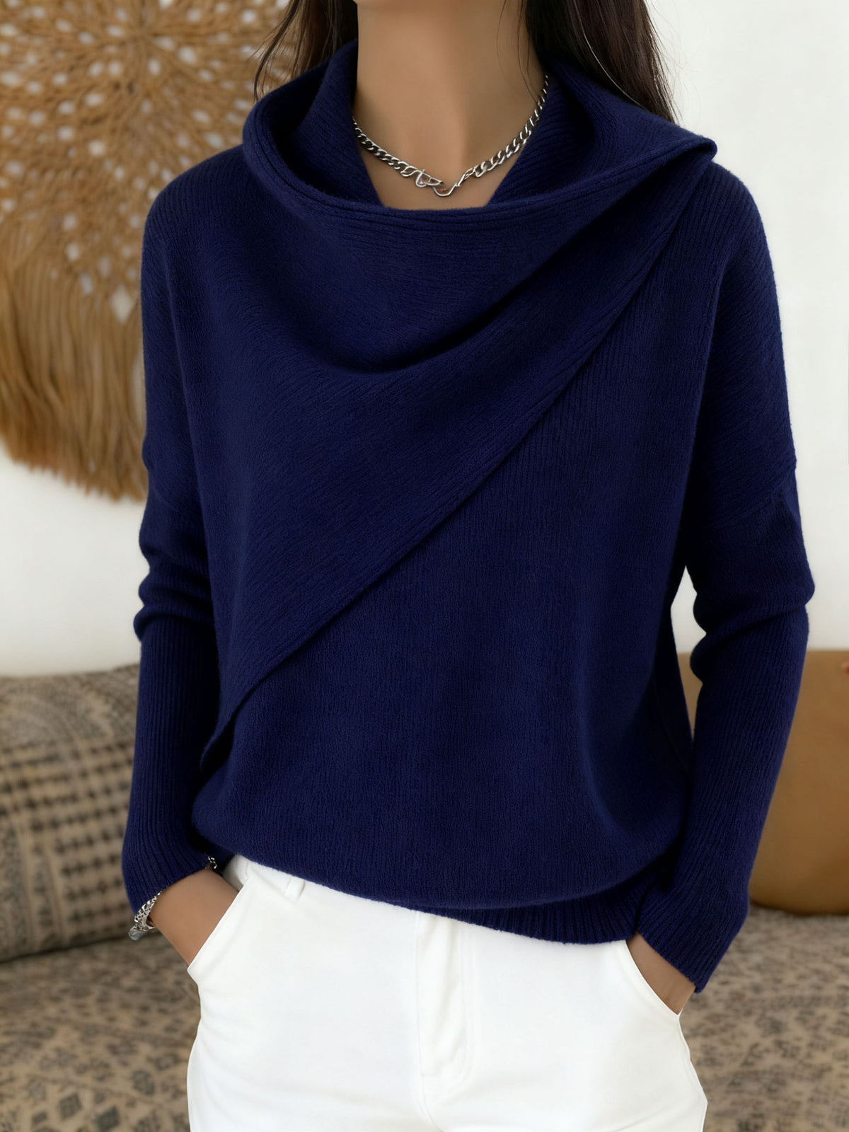 Waldtraut | Asymmetrischer Wickel-Pullover mit Schalkragen für Damen