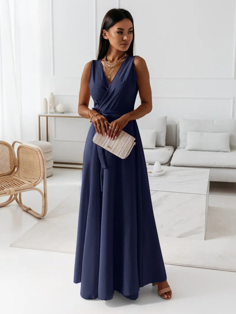 Thea | Ärmelloses Wickelkleid mit V-Ausschnitt für Damen