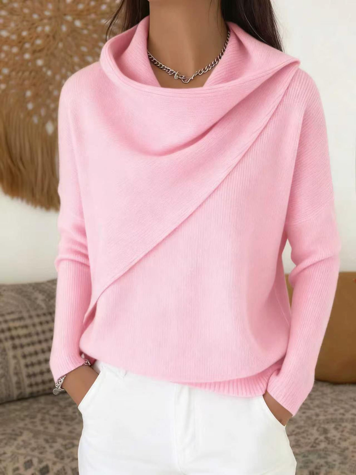 Waldtraut | Asymmetrischer Wickel-Pullover mit Schalkragen für Damen