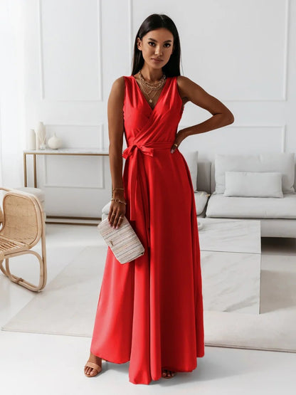 Thea | Ärmelloses Wickelkleid mit V-Ausschnitt für Damen