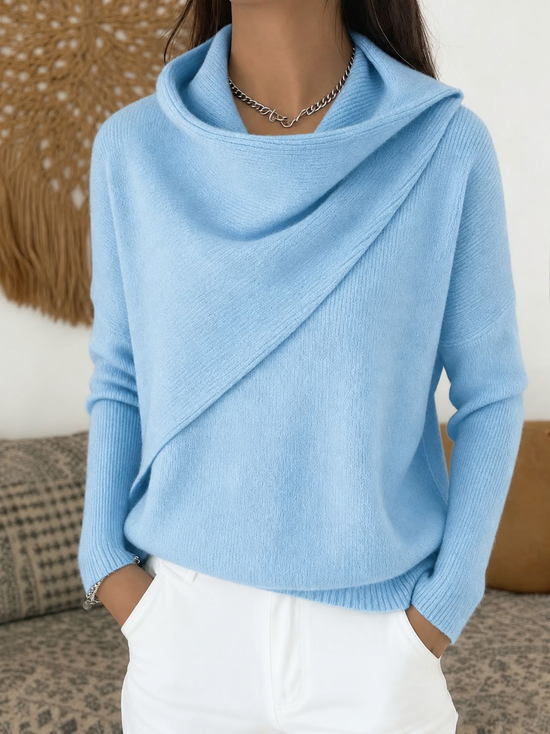 Waldtraut | Asymmetrischer Wickel-Pullover mit Schalkragen für Damen