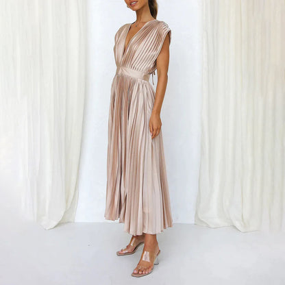 Malou | Plissiertes Midikleid mit V-Ausschnitt für Damen