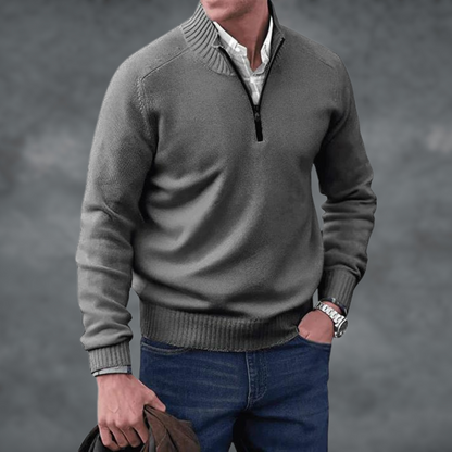Magnus | Herren Strickpullover mit Stehkragen und Zip