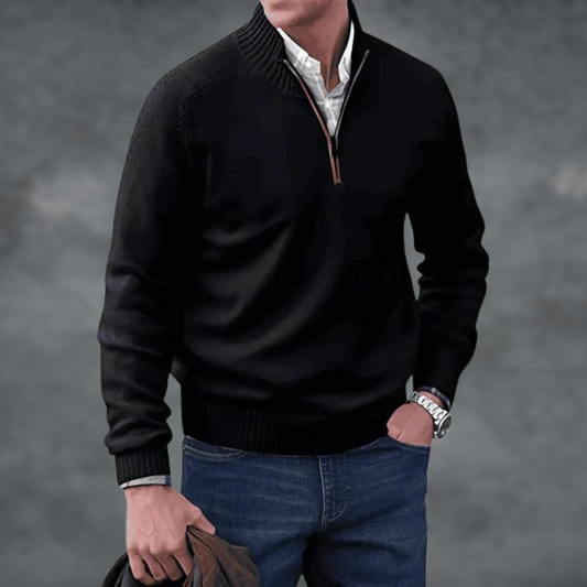 Magnus | Herren Strickpullover mit Stehkragen und Zip