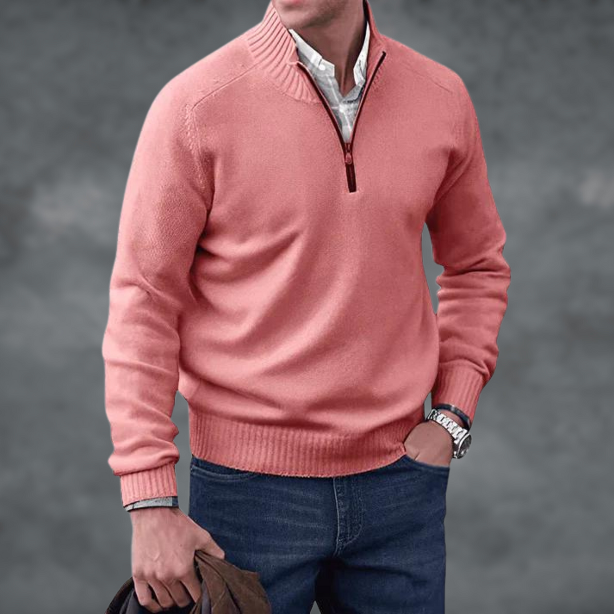 Magnus | Herren Strickpullover mit Stehkragen und Zip