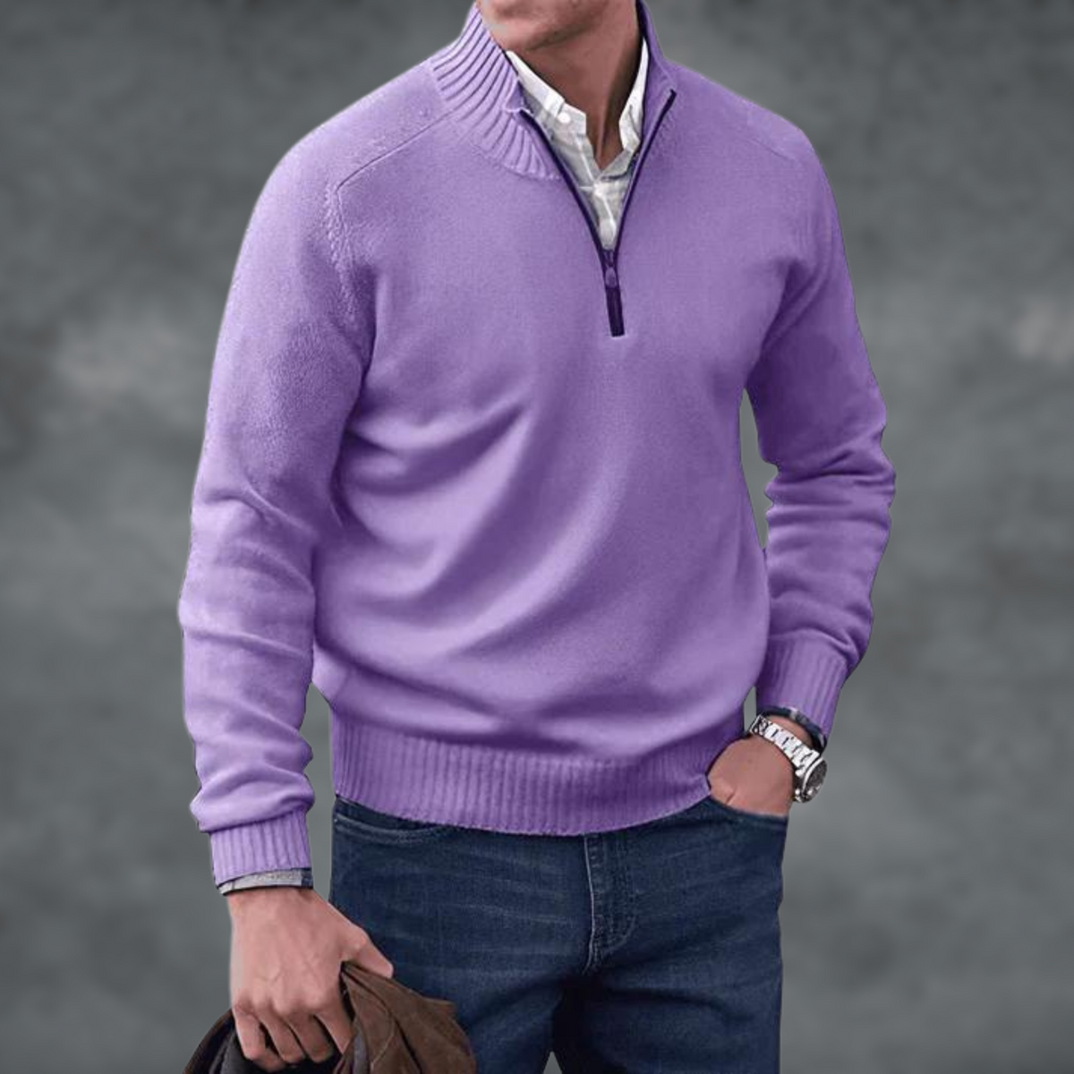 Magnus | Herren Strickpullover mit Stehkragen und Zip