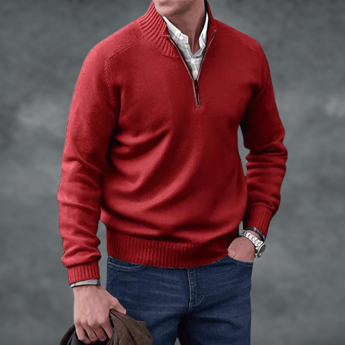 Magnus | Herren Strickpullover mit Stehkragen und Zip