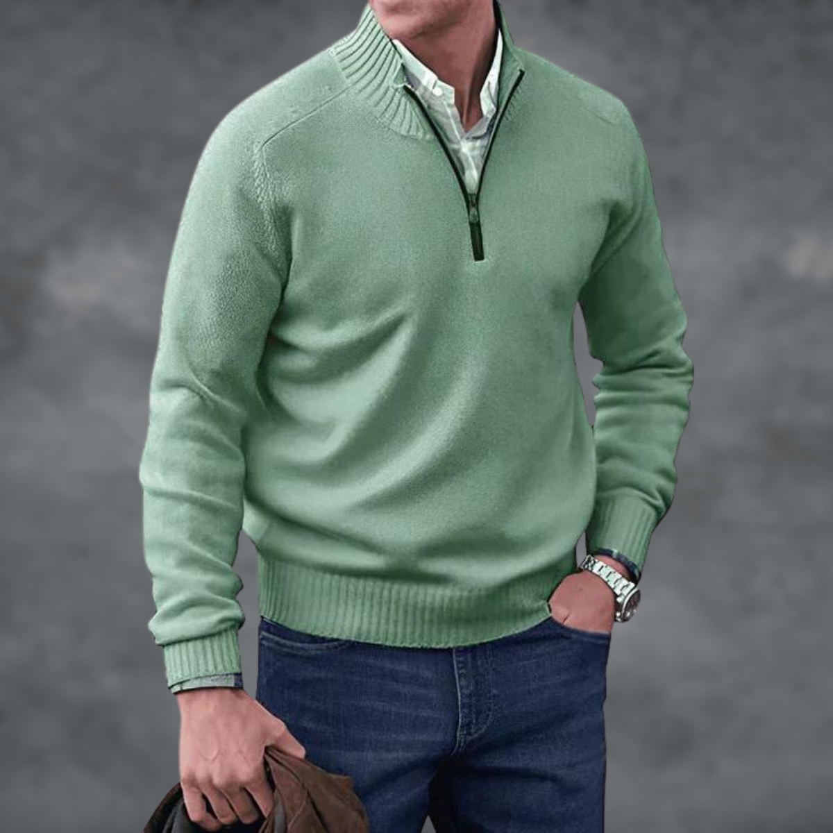 Magnus | Herren Strickpullover mit Stehkragen und Zip