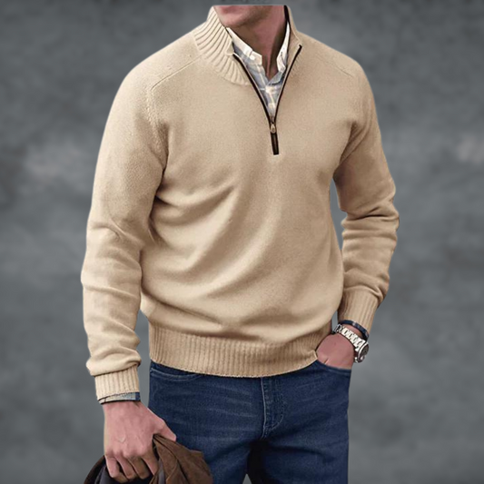 Magnus | Herren Strickpullover mit Stehkragen und Zip