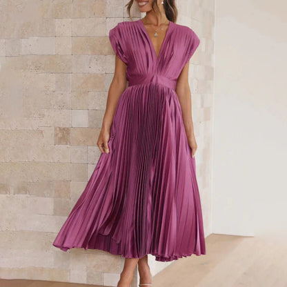 Malou | Plissiertes Midikleid mit V-Ausschnitt für Damen