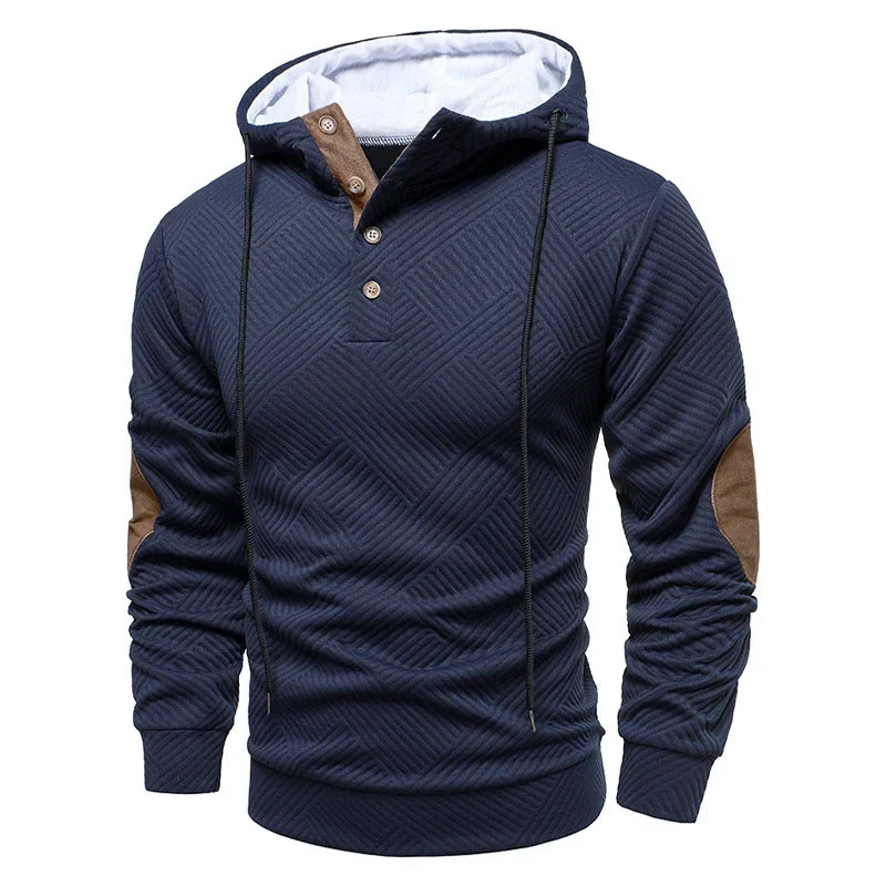Marcus | Herren Kapuzenpullover mit Knopfleiste und Rippbund