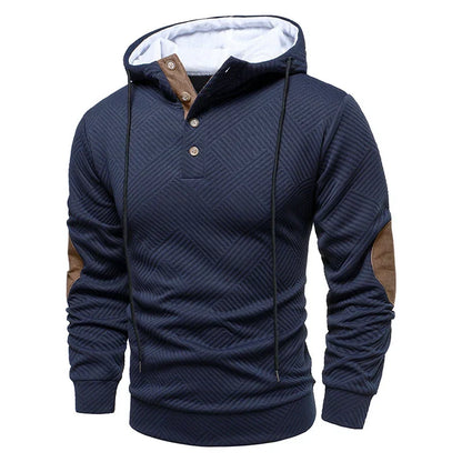 Marcus | Herren Kapuzenpullover mit Knopfleiste und Rippbund