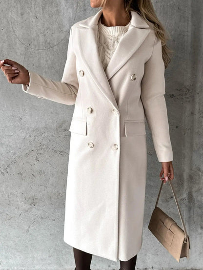 Bronwen | Damen Taillierter Wollmantel mit Reverskragen, Bordeaux