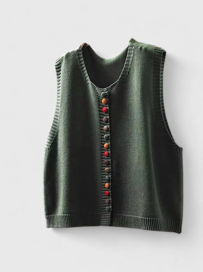 Elena | Damen Strickjacke mit Rundhalsausschnitt Knopfleiste