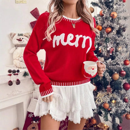 Rita | Weihnachtspullover mit Stickprint