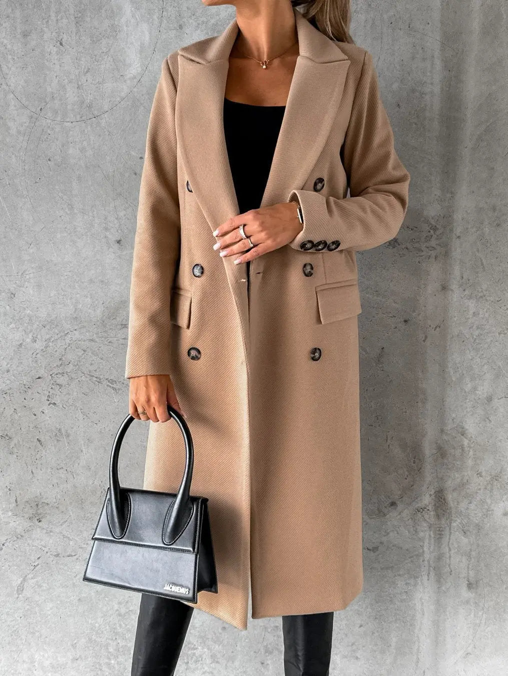 Bronwen | Damen Taillierter Wollmantel mit Reverskragen, Bordeaux