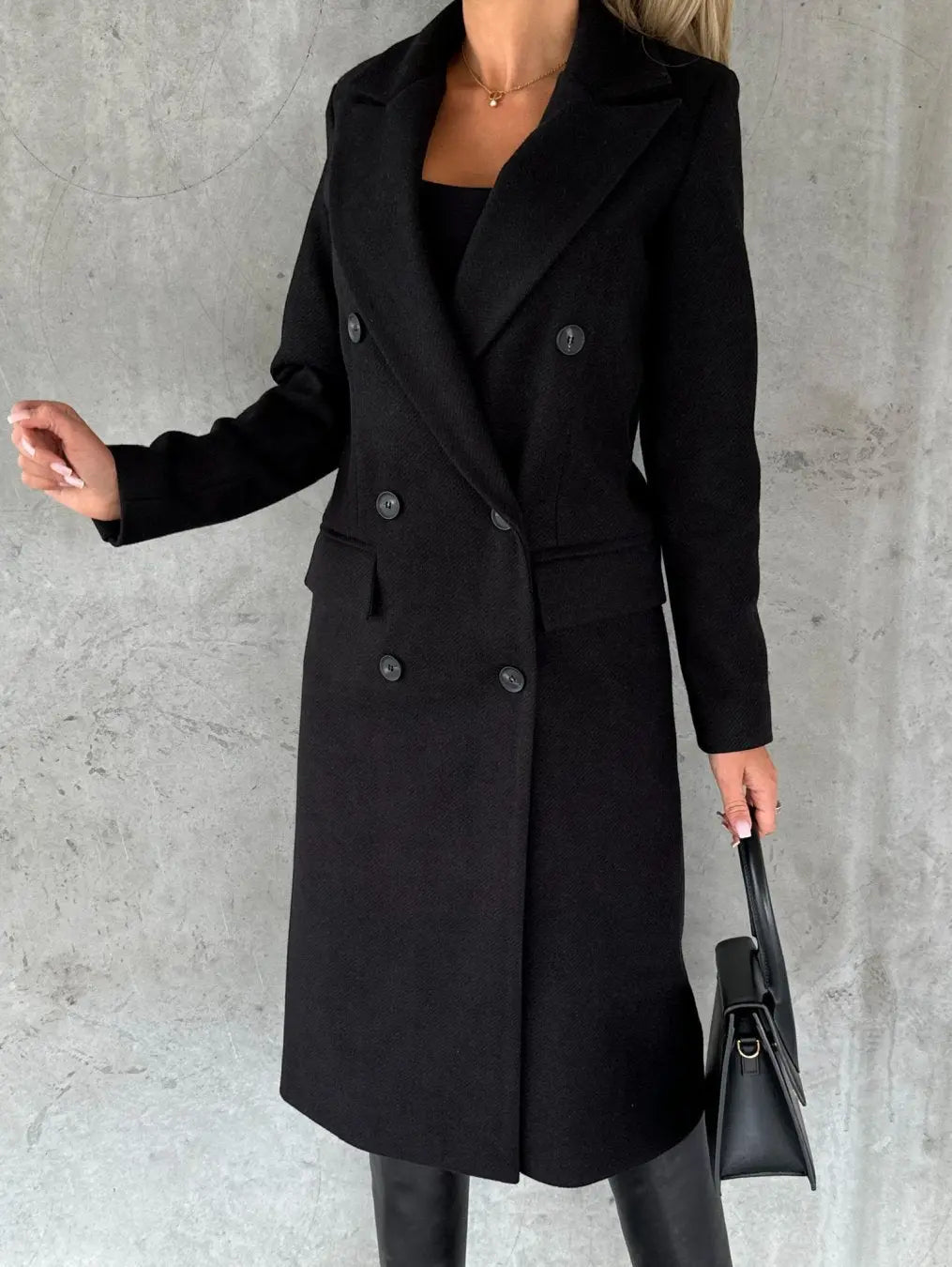 Bronwen | Damen Taillierter Wollmantel mit Reverskragen, Bordeaux