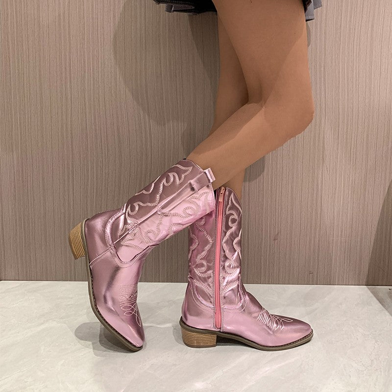 Valentine Metallic Cowboystiefel für Damen mit Spitzer Zehenbereich