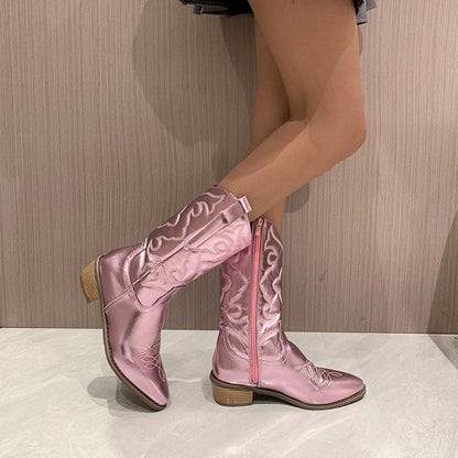 Valentine Metallic Cowboystiefel für Damen mit Spitzer Zehenbereich