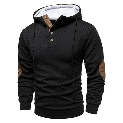 Marcus | Herren Kapuzenpullover mit Knopfleiste und Rippbund