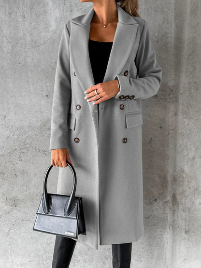 Bronwen | Damen Taillierter Wollmantel mit Reverskragen, Bordeaux
