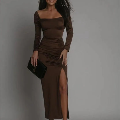 Thalia | Eng anliegendes Maxikleid mit Raffung für Damen