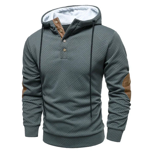 Marcus | Herren Kapuzenpullover mit Knopfleiste und Rippbund