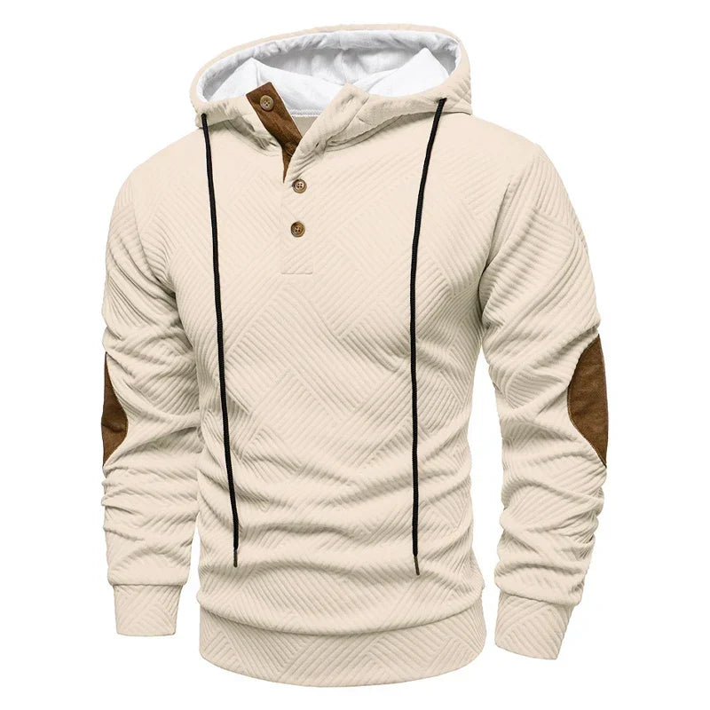 Marcus | Herren Kapuzenpullover mit Knopfleiste und Rippbund
