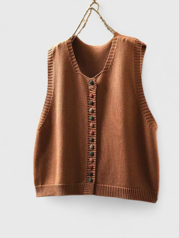 Elena | Damen Strickjacke mit Rundhalsausschnitt Knopfleiste