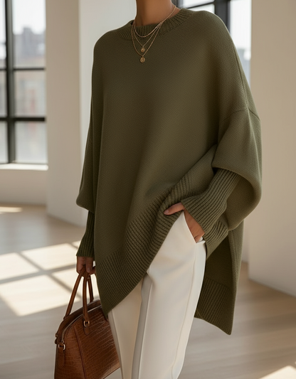 Wilma | Damen Oversized Strickpullover mit Rundhalsausschnitt