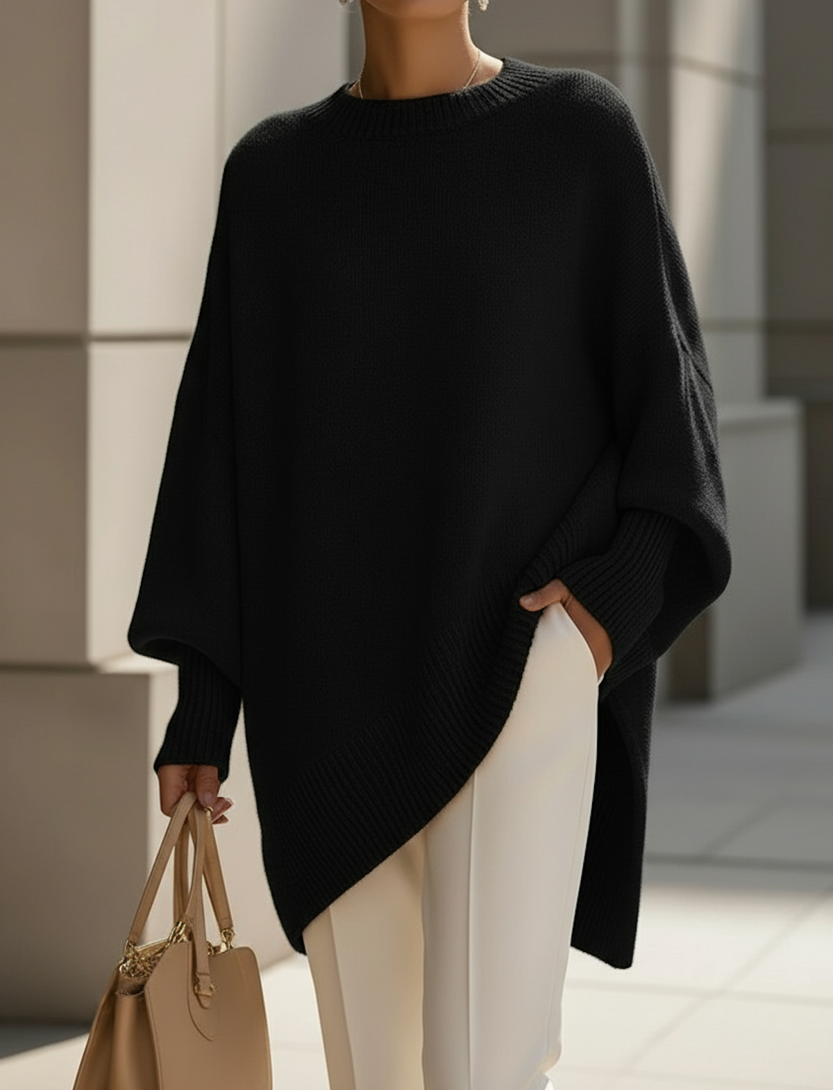 Wilma | Damen Oversized Strickpullover mit Rundhalsausschnitt
