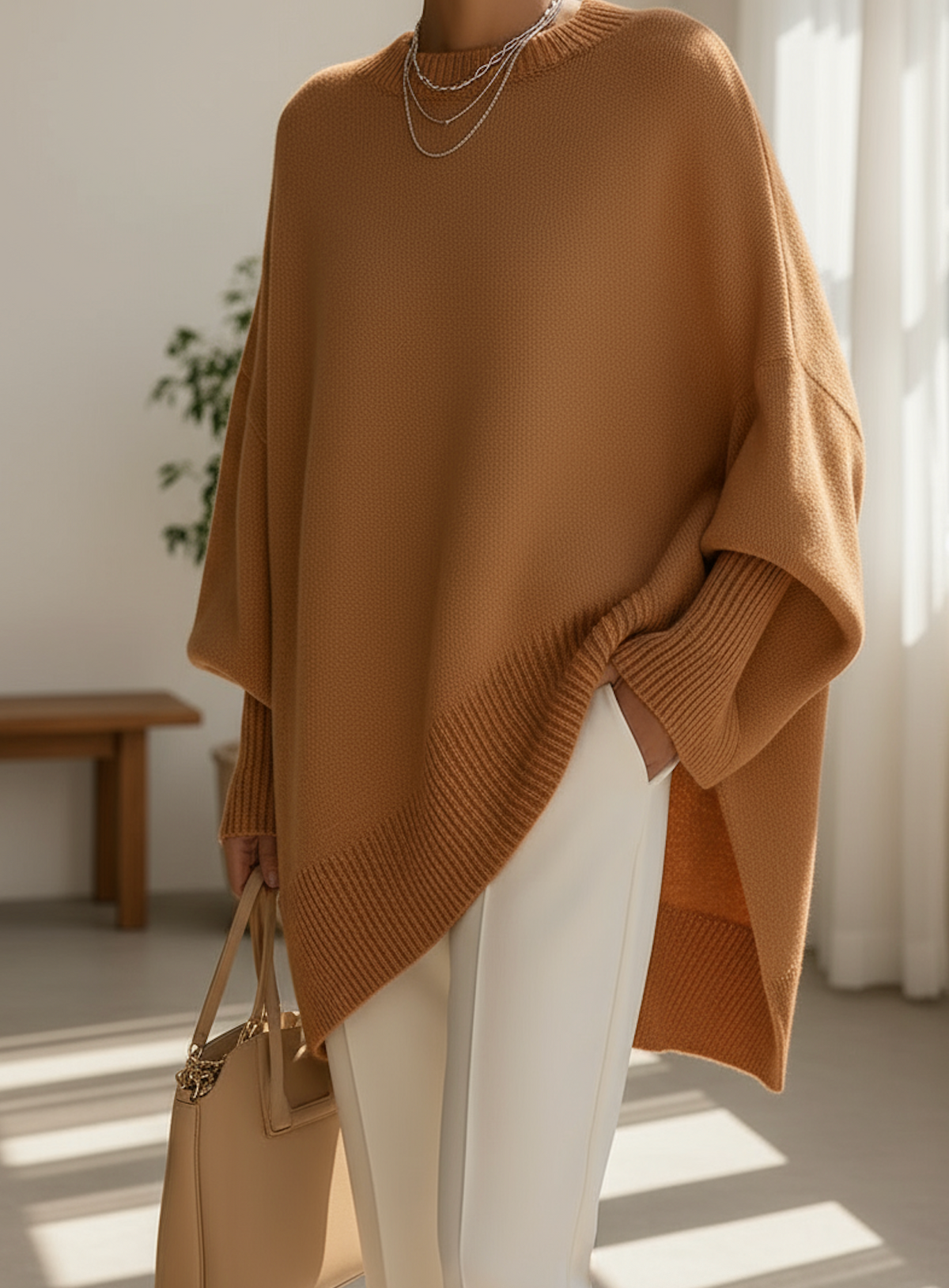 Wilma | Damen Oversized Strickpullover mit Rundhalsausschnitt