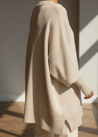 Wilma | Damen Oversized Strickpullover mit Rundhalsausschnitt