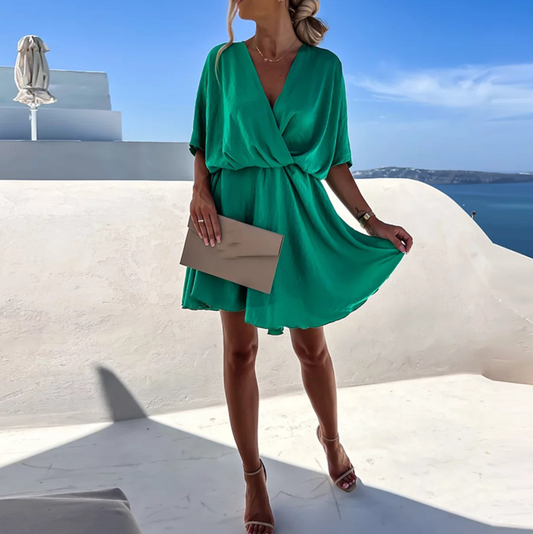 Maren | Elegantes Wickelkleid mit fließendem Rock für Damen