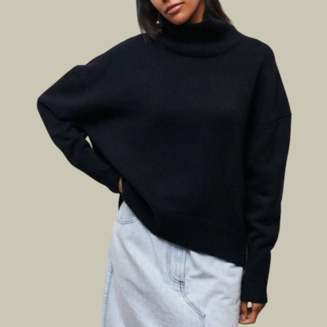 Hermine | Damen Rollkragenpullover Feinstrick Oversize