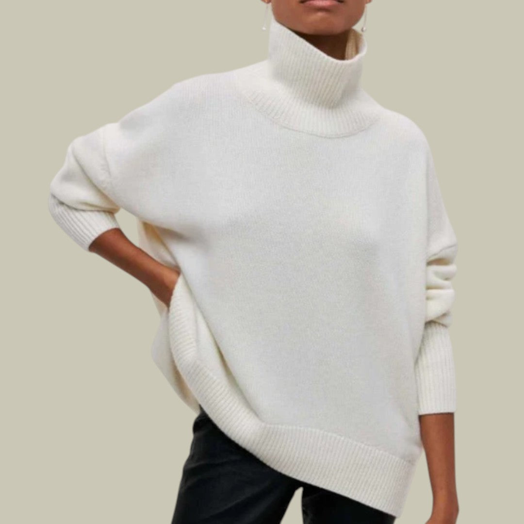 Hermine | Damen Rollkragenpullover Feinstrick Oversize