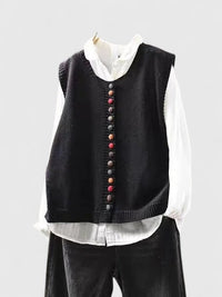 Elena | Damen Strickjacke mit Rundhalsausschnitt Knopfleiste