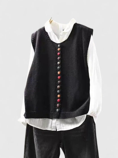 Elena | Damen Strickjacke mit Rundhalsausschnitt Knopfleiste