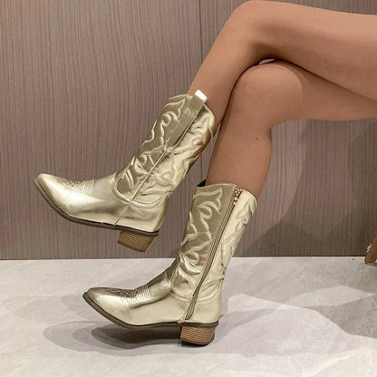 Valentine Metallic Cowboystiefel für Damen mit Spitzer Zehenbereich